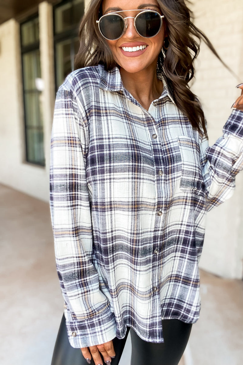 Feel Good Women's Black Flannel Top