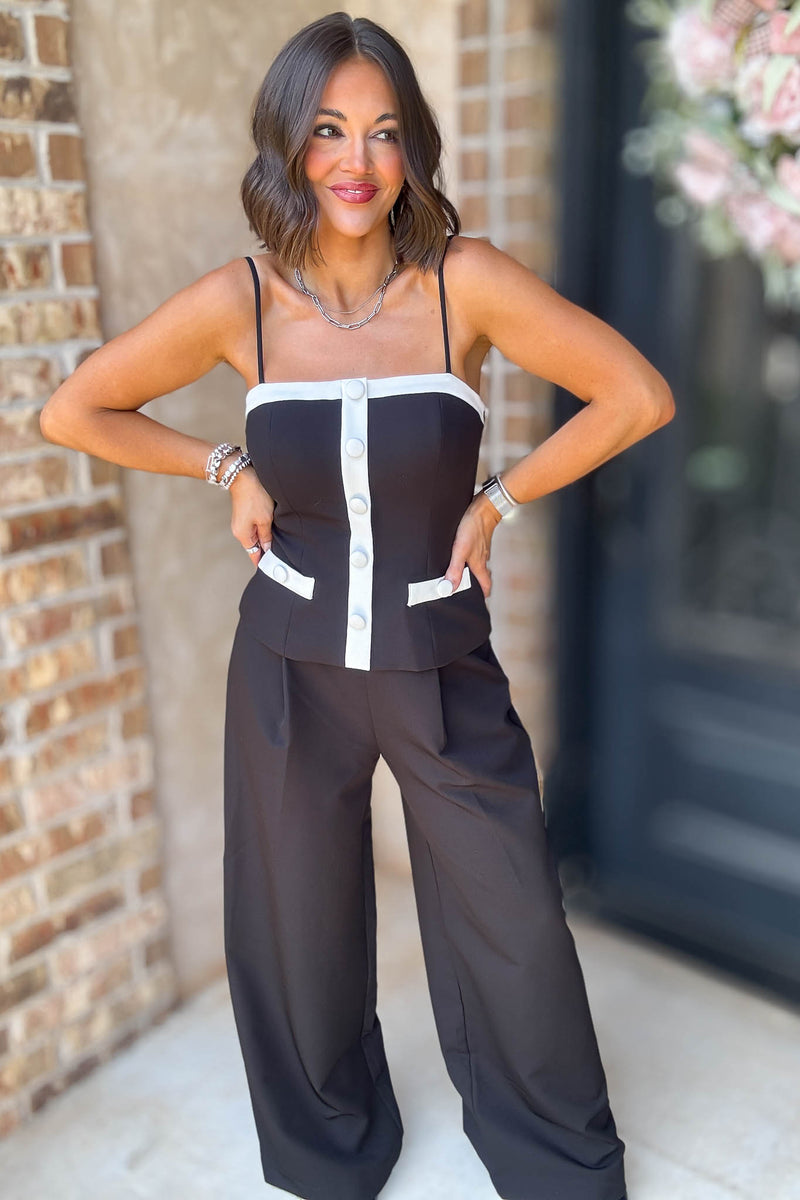 Mable Contrast Detail Pepum Top