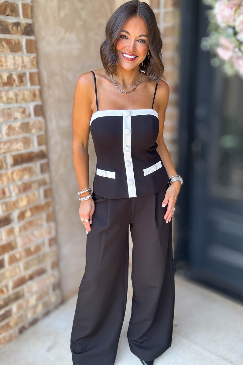 Mable Contrast Detail Pepum Top