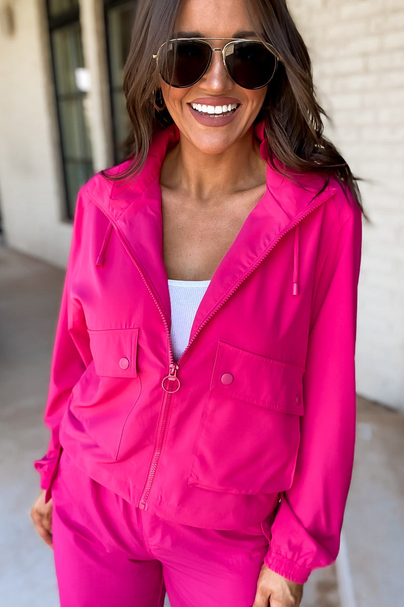 Won't Change My Heart Fuchsia Crop Jacket