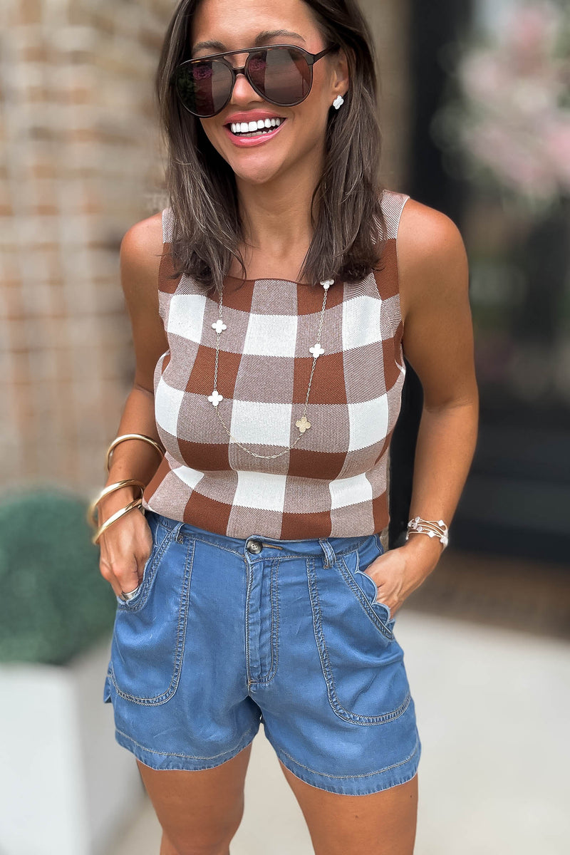 Mable Gone Country Scallop Detail Denim Shorts