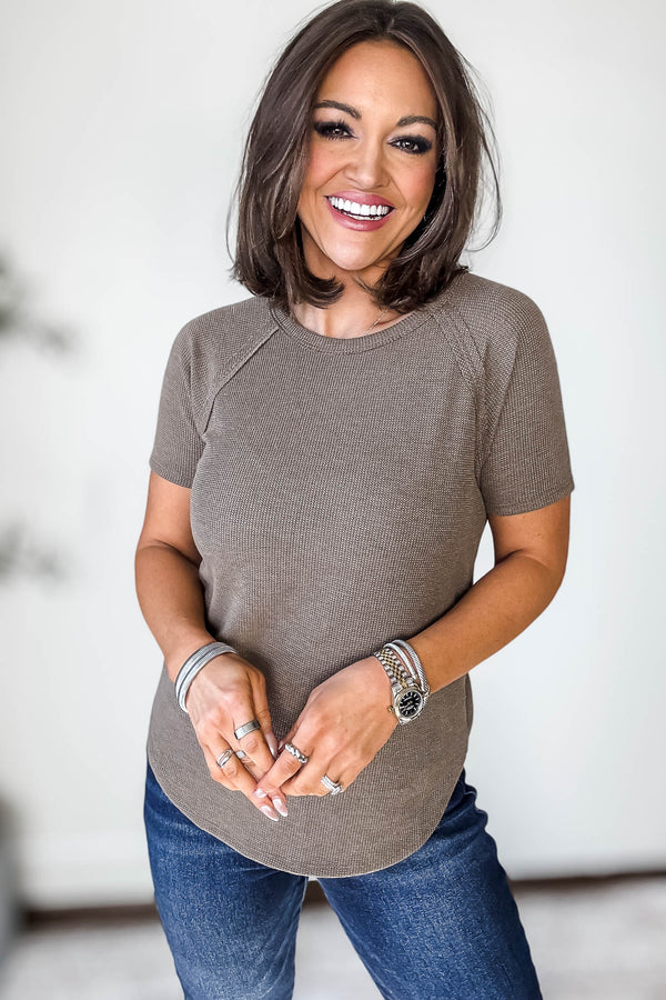 Baby Waffle Mocha Short Sleeve Top
