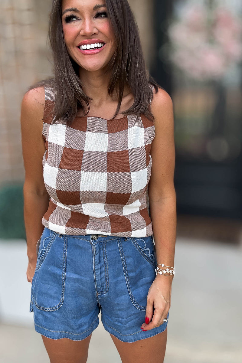 Mable Gone Country Scallop Detail Denim Shorts