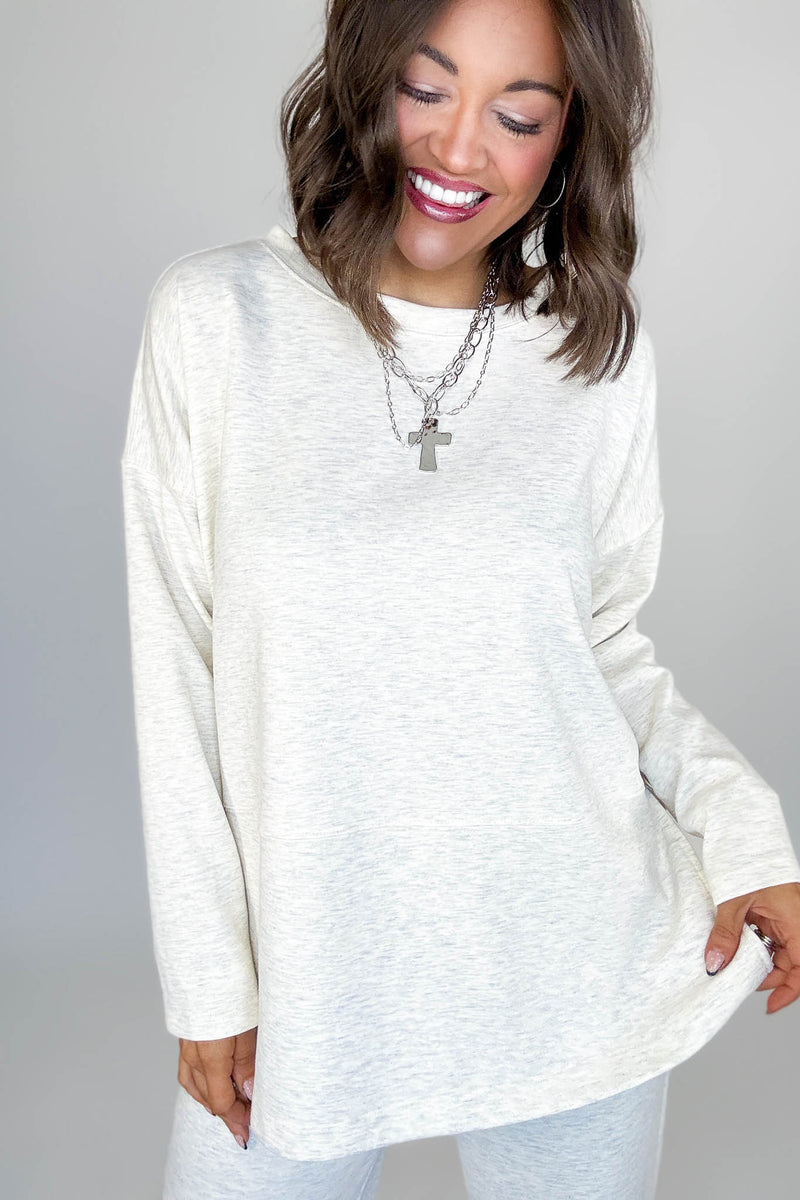 Heather Vanilla Scuba Side Slit Top