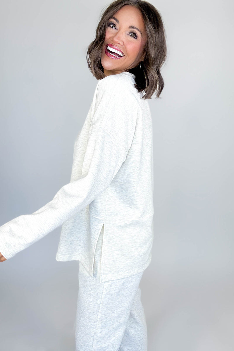 Heather Vanilla Scuba Side Slit Top