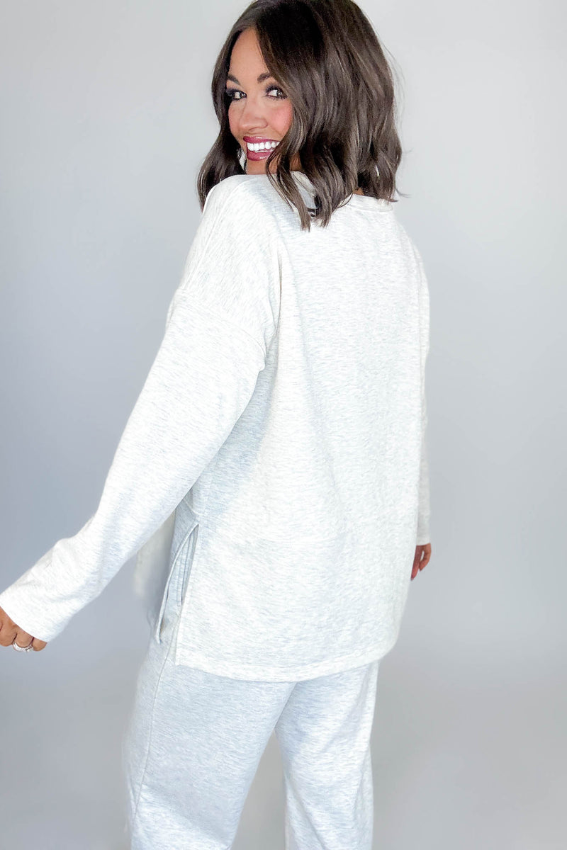 Heather Vanilla Scuba Side Slit Top