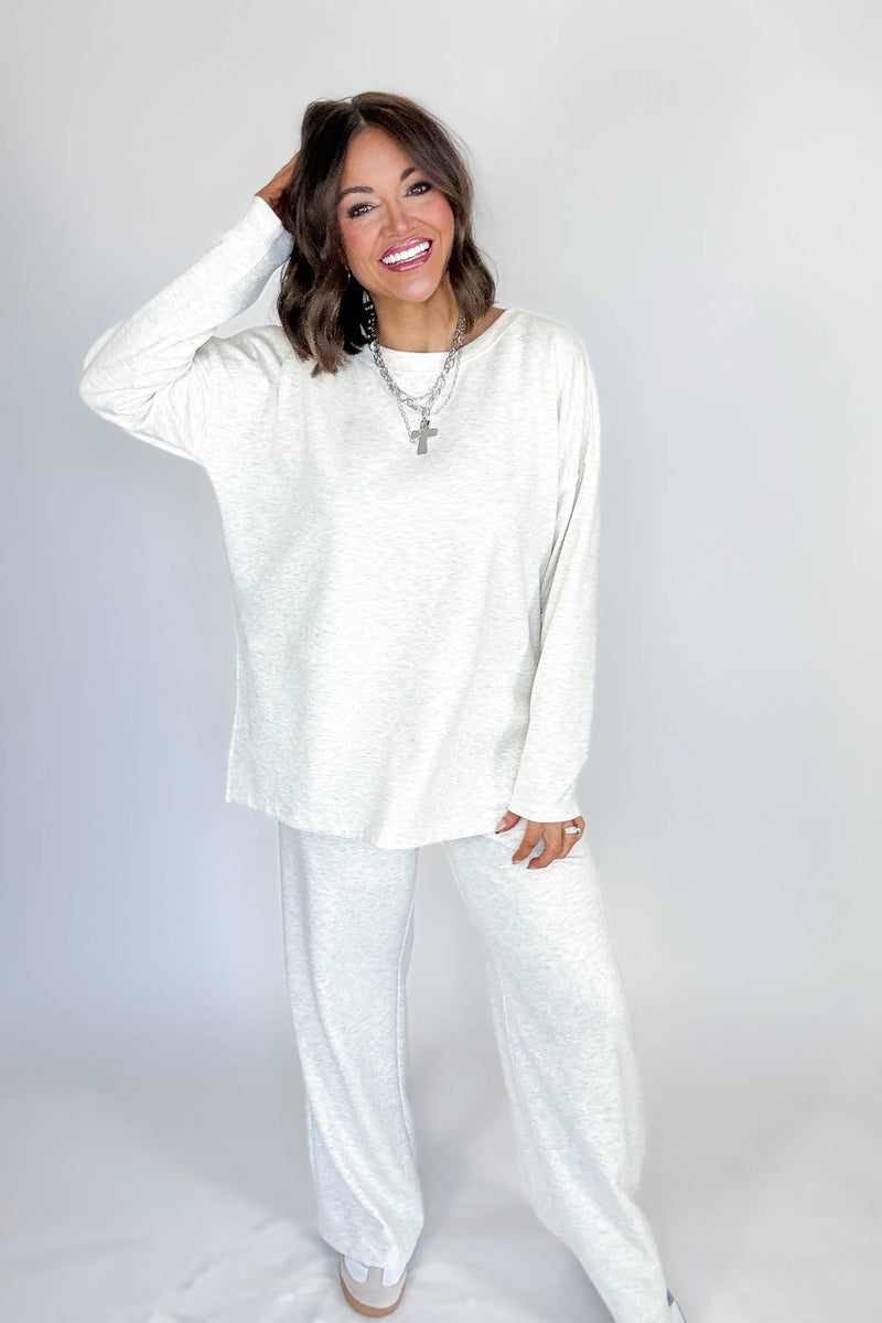 Heather Vanilla Scuba Side Slit Top