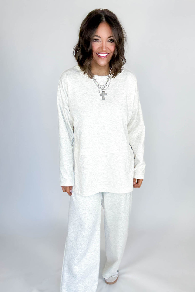 Heather Vanilla Scuba Side Slit Top