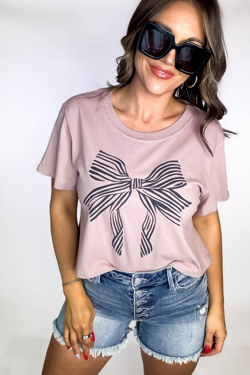 Bow Graphic Antler Crop Tee