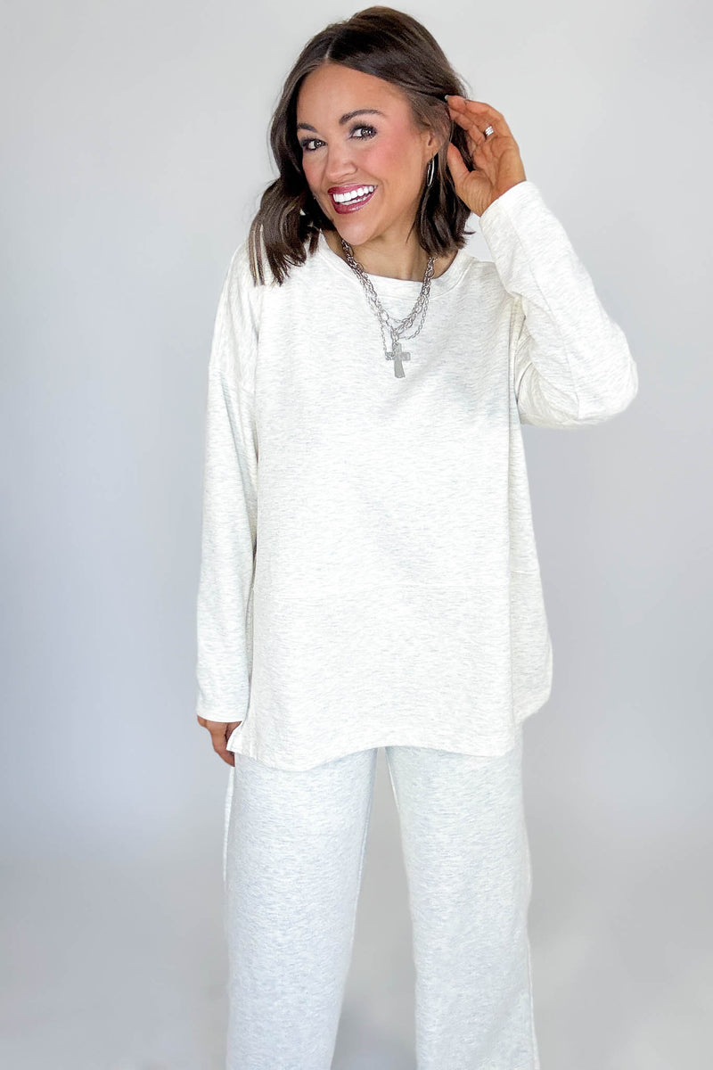 Heather Vanilla Scuba Side Slit Top