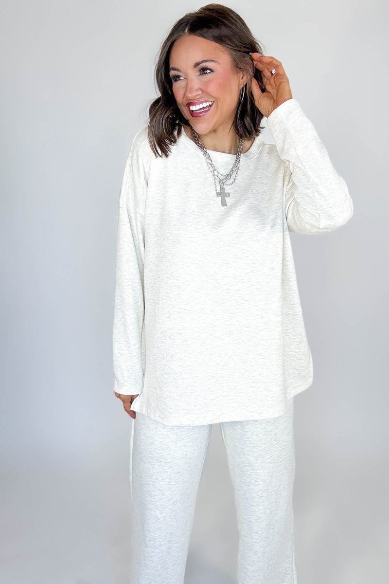 Heather Vanilla Scuba Side Slit Top