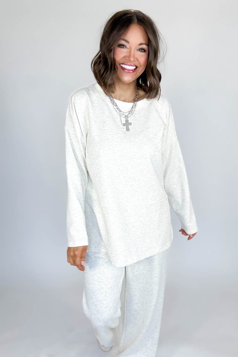 Heather Vanilla Scuba Side Slit Top