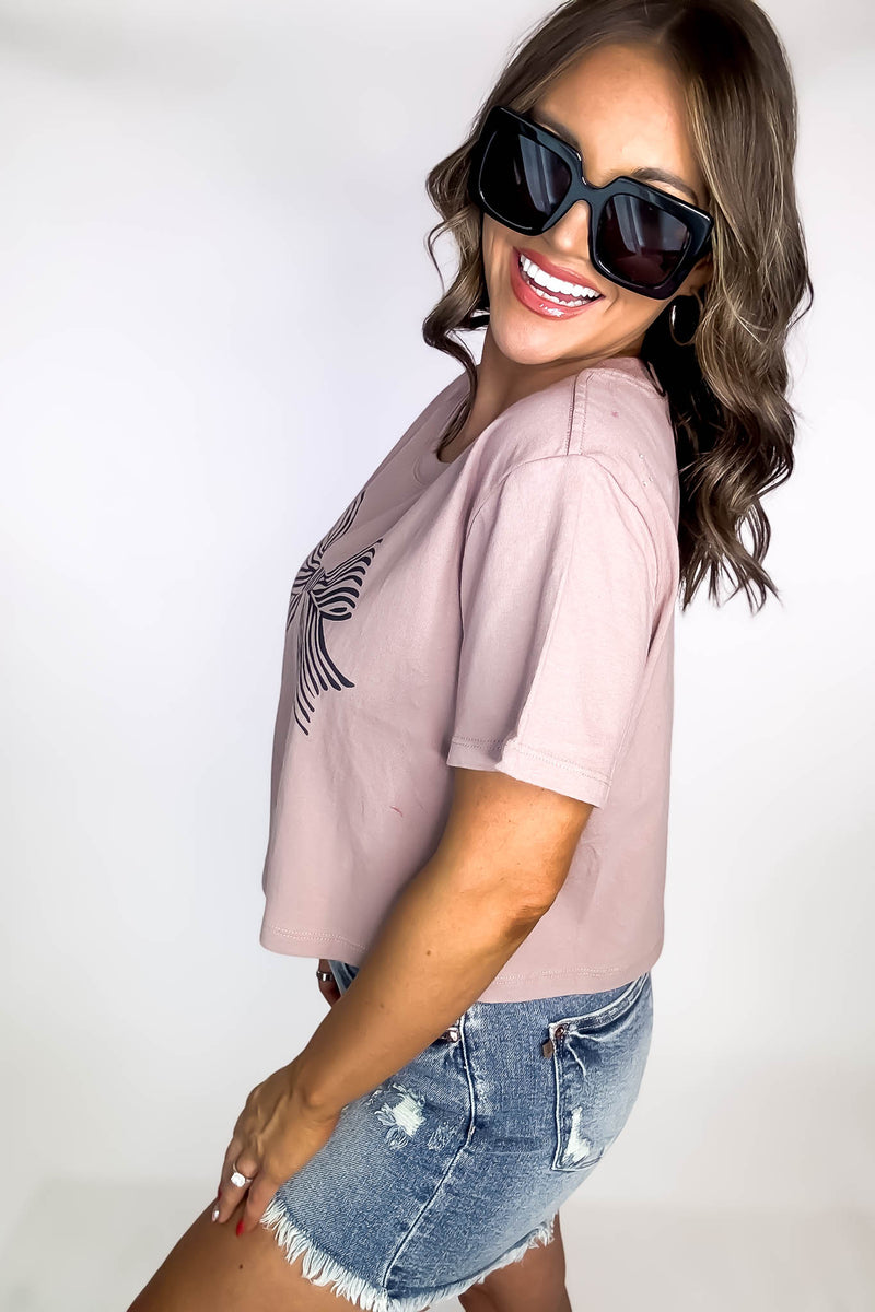 Bow Graphic Antler Crop Tee