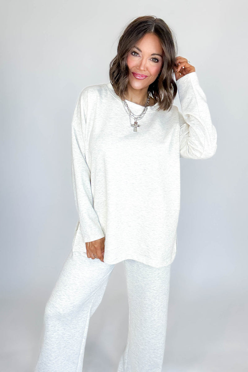 Heather Vanilla Scuba Side Slit Top