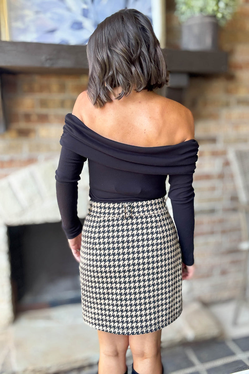 Houndstooth Jacquard Mini Skirt