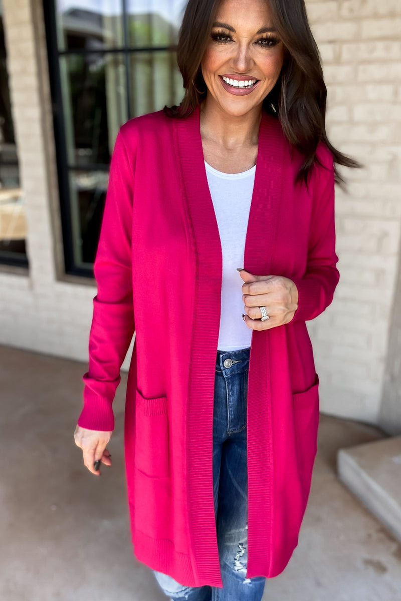 Relax More Fuchsia Cardigan