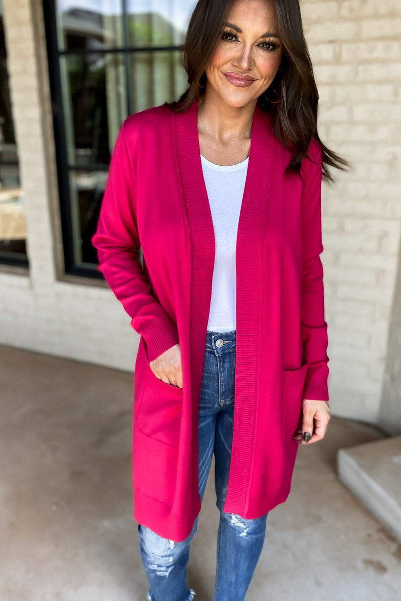 Relax More Fuchsia Cardigan