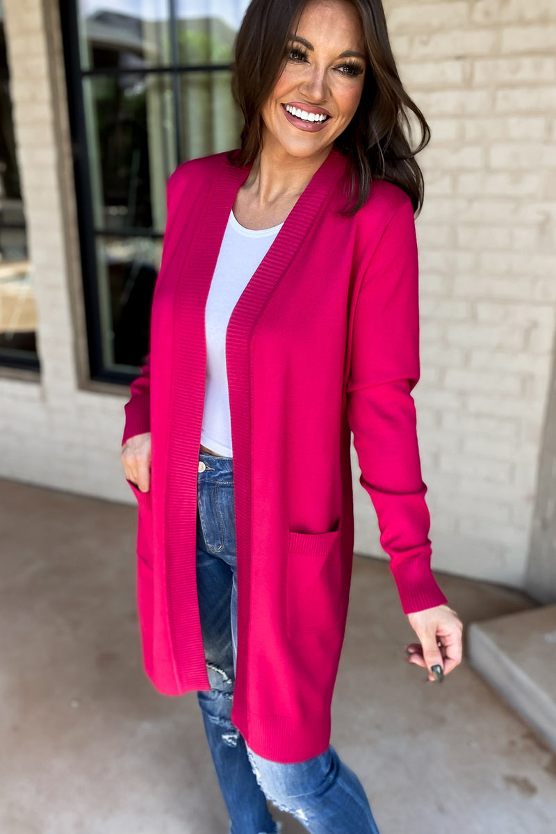 Relax More Fuchsia Cardigan