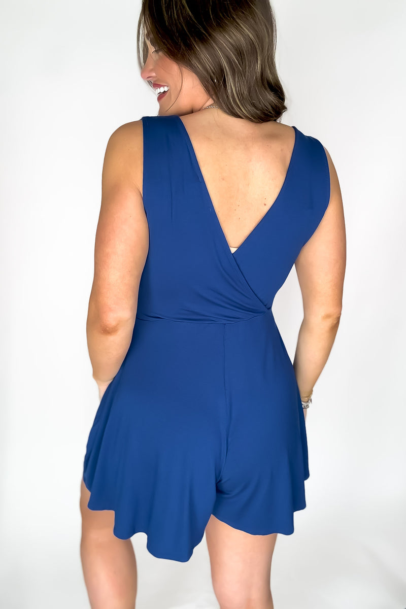 Confident Strides Light Navy Surplice Neckline Sleeveless Romper