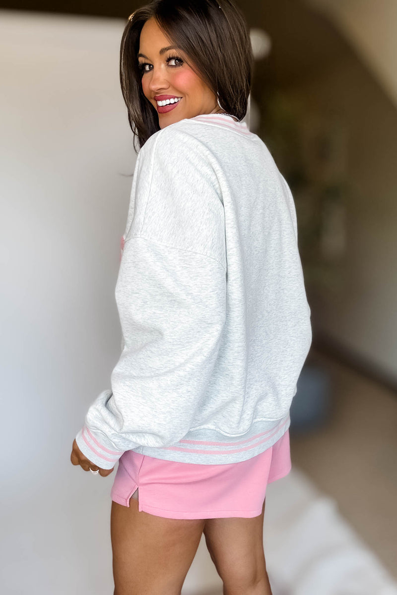 United States Light Grey Long Sleeve Crew Neck Sweatshirt