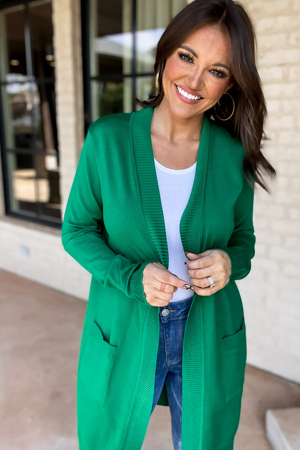 Relax More Green Cardigan