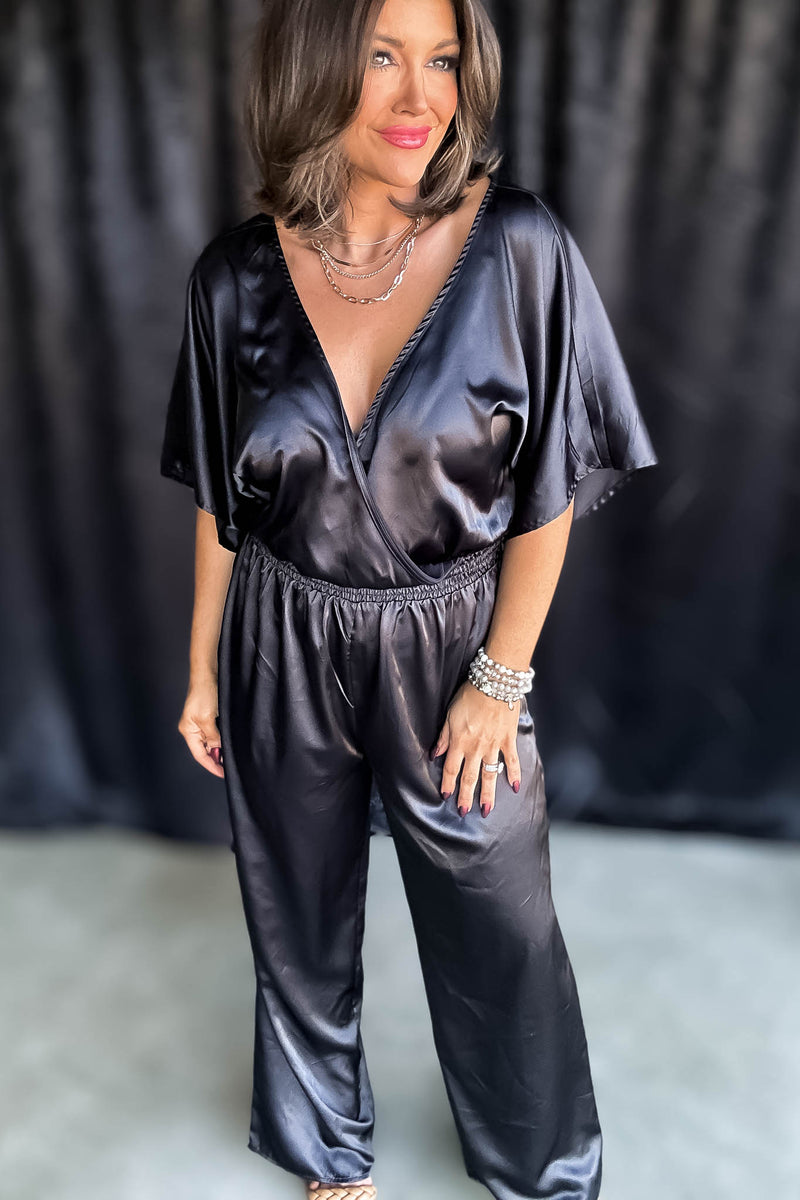 Black Holiday Satin Jumpsuit