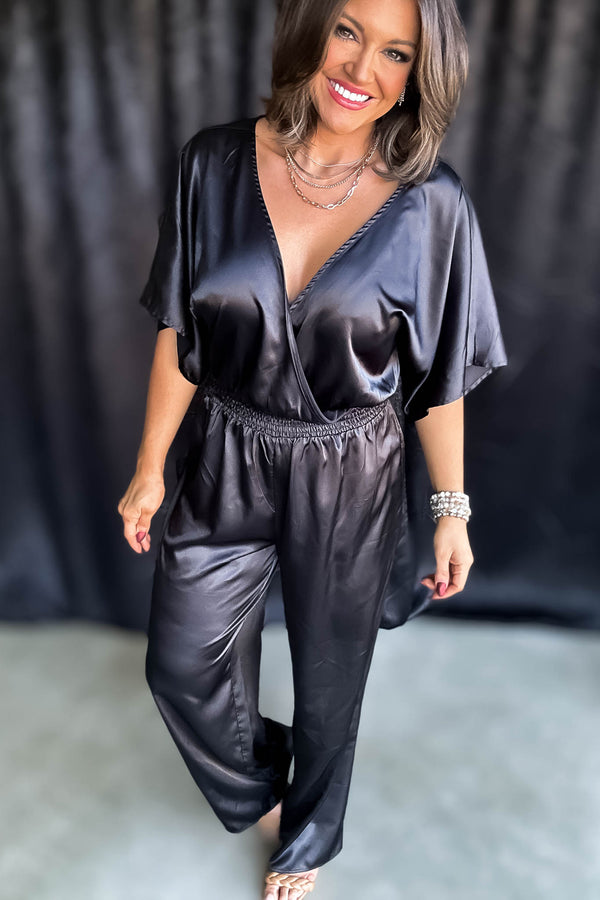 Black Holiday Satin Jumpsuit