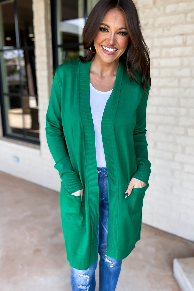 Relax More Green Cardigan