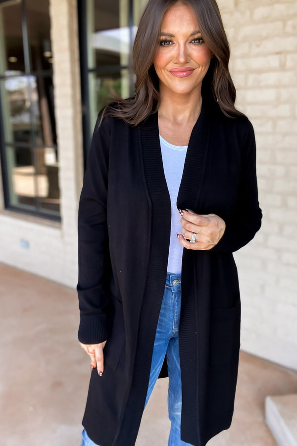 Relax More Black Cardigan