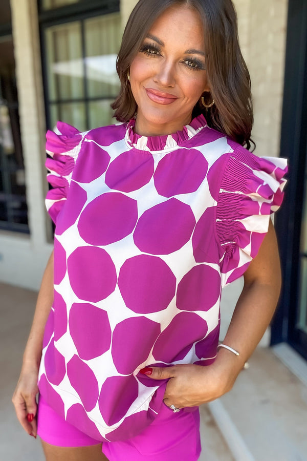 Always Fabulous Magenta Dot Sleeveless Top