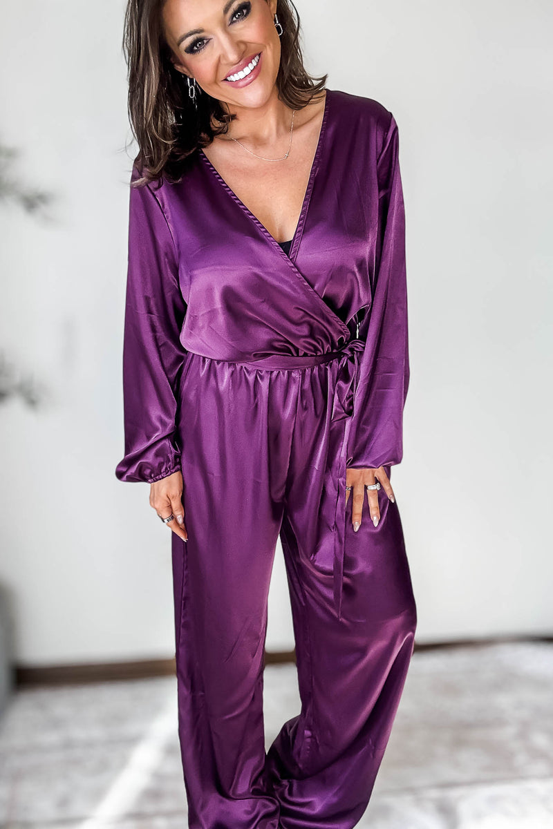 Satin Eggplant Surplus Jumpsuit