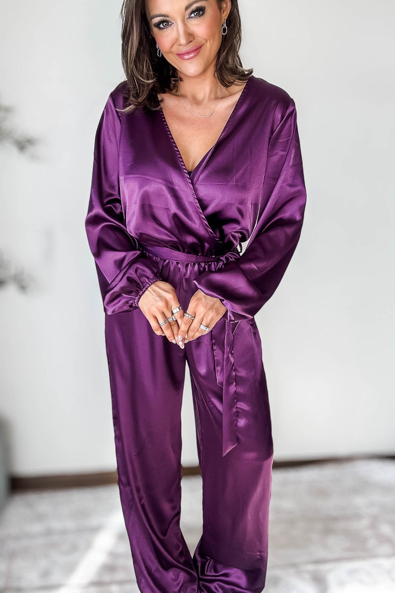 Satin Eggplant Surplus Jumpsuit