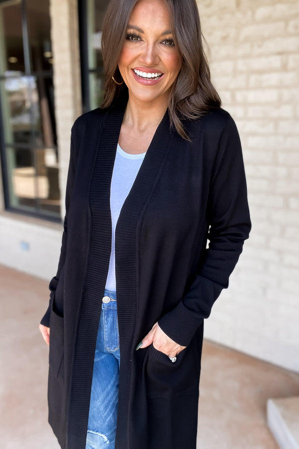 Relax More Black Cardigan