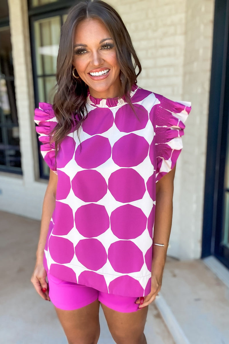 Always Fabulous Magenta Dot Sleeveless Top