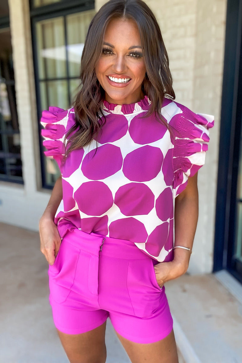 Always Fabulous Magenta Dot Sleeveless Top