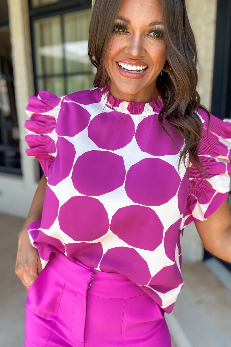 Always Fabulous Magenta Dot Sleeveless Top