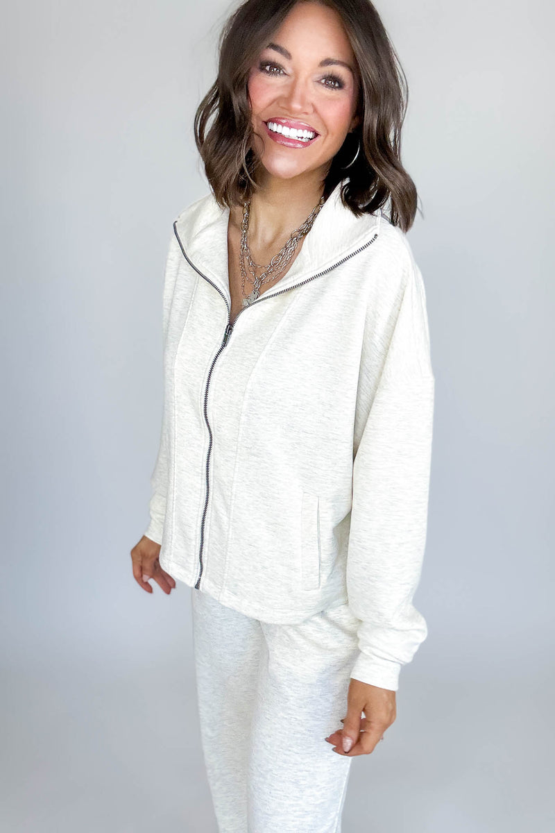 Scuba Heather Vanilla Full Zip Jacket