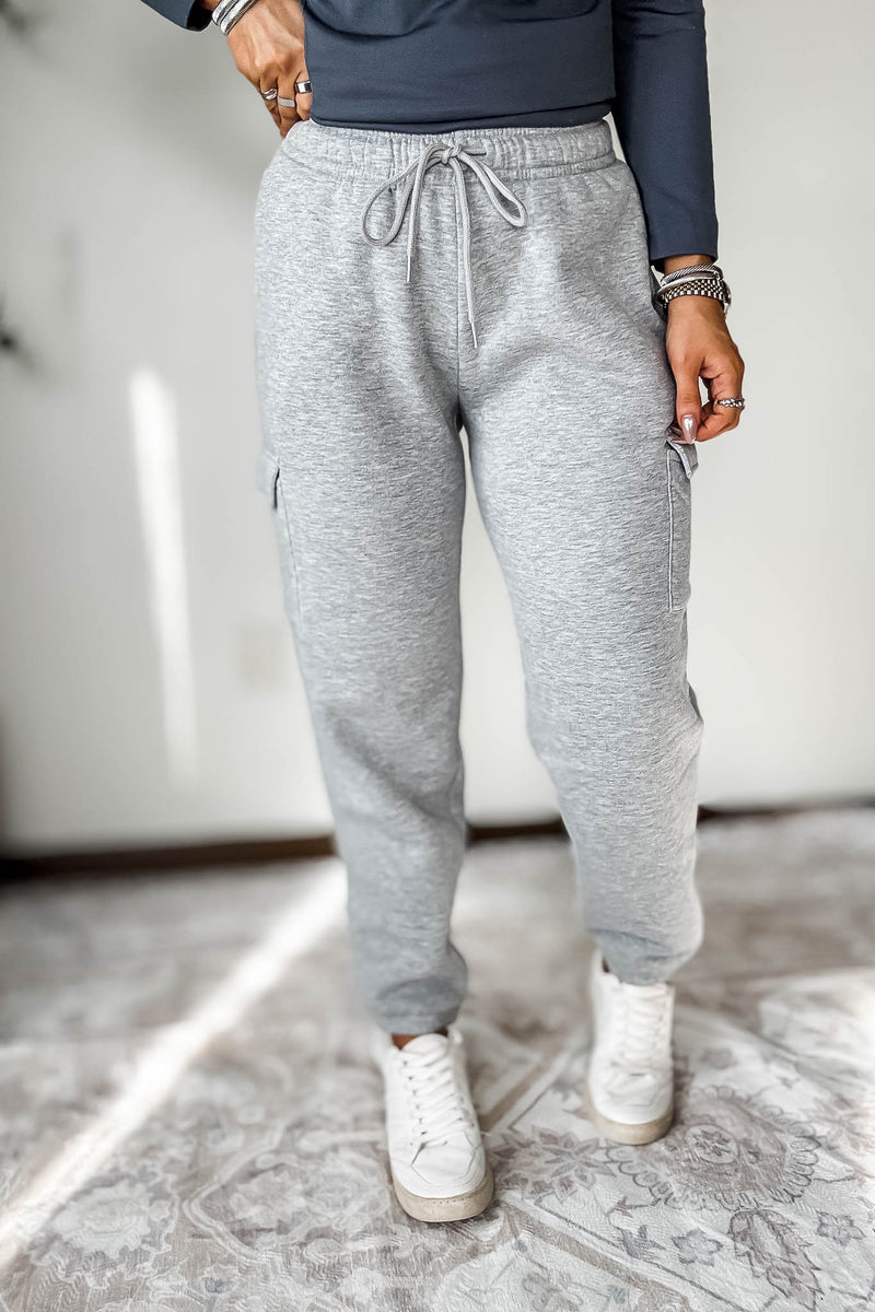 Level Up Heather Grey Relaxed Fleece Cargo Jogger Sweatpants