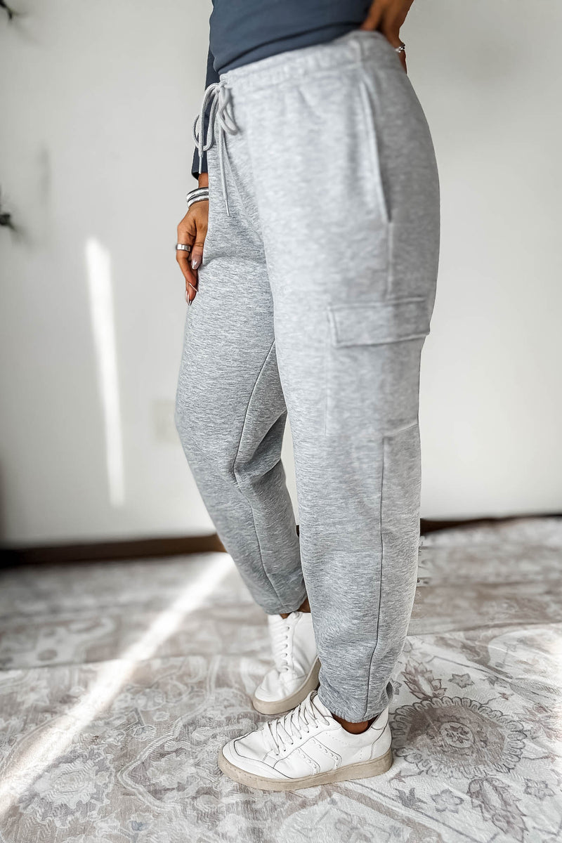 Level Up Heather Grey Relaxed Fleece Cargo Jogger Sweatpants