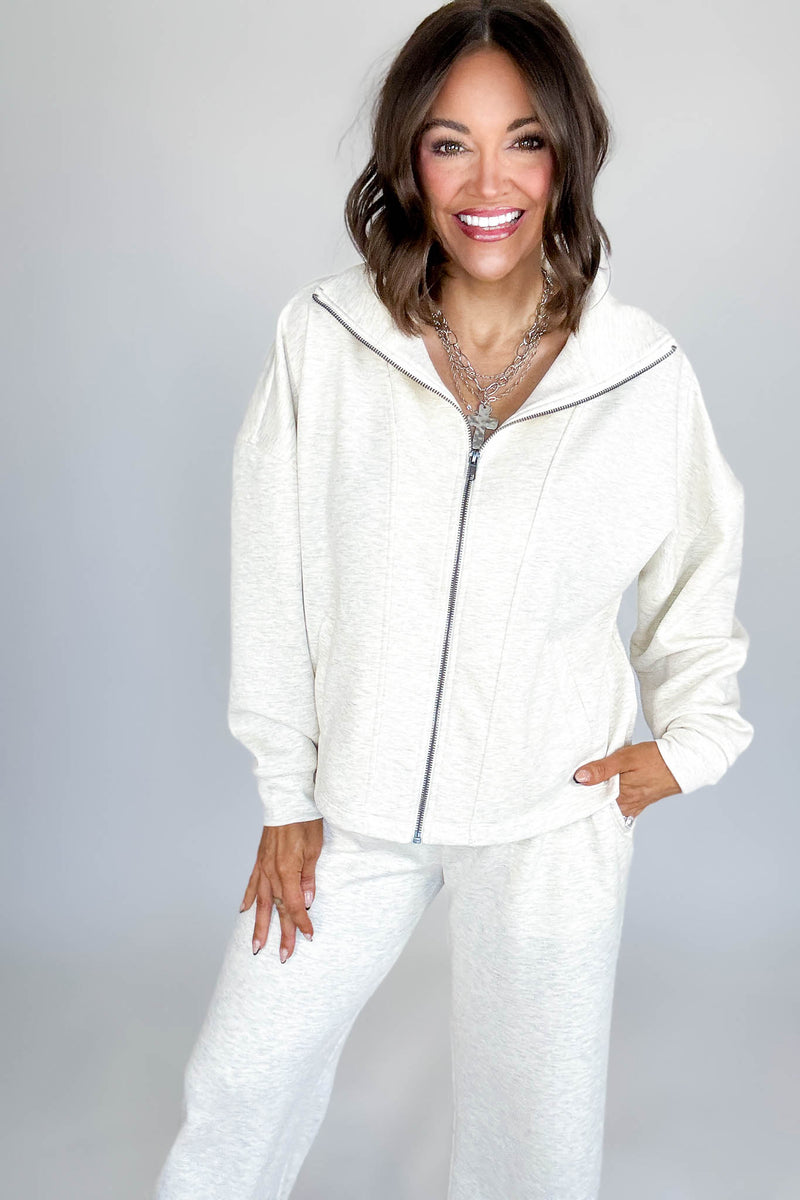 Scuba Heather Vanilla Full Zip Jacket