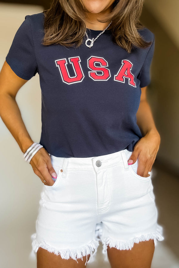 White High Rise Destructed Summer Fray Hem Shorts