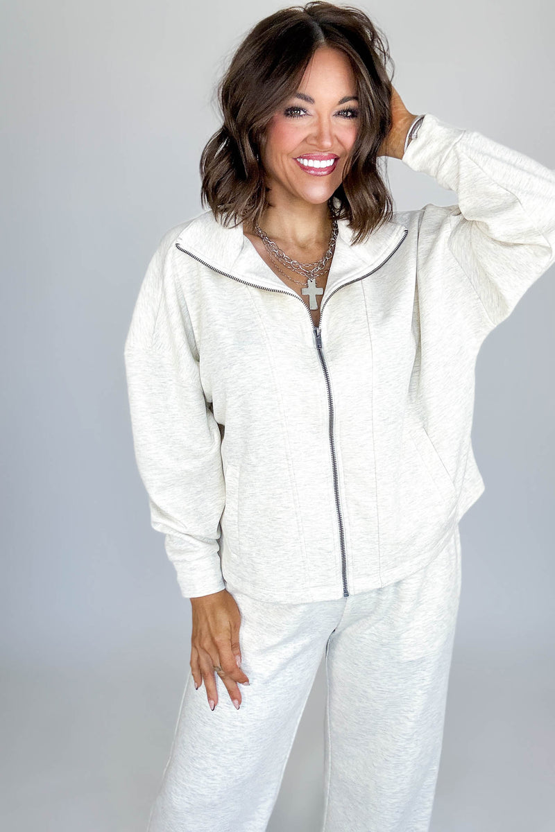 Scuba Heather Vanilla Full Zip Jacket