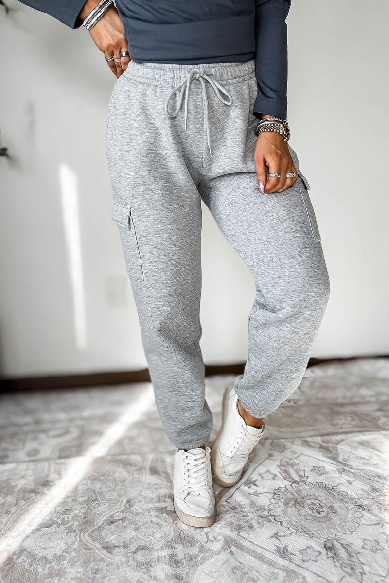 Level Up Heather Grey Relaxed Fleece Cargo Jogger Sweatpants
