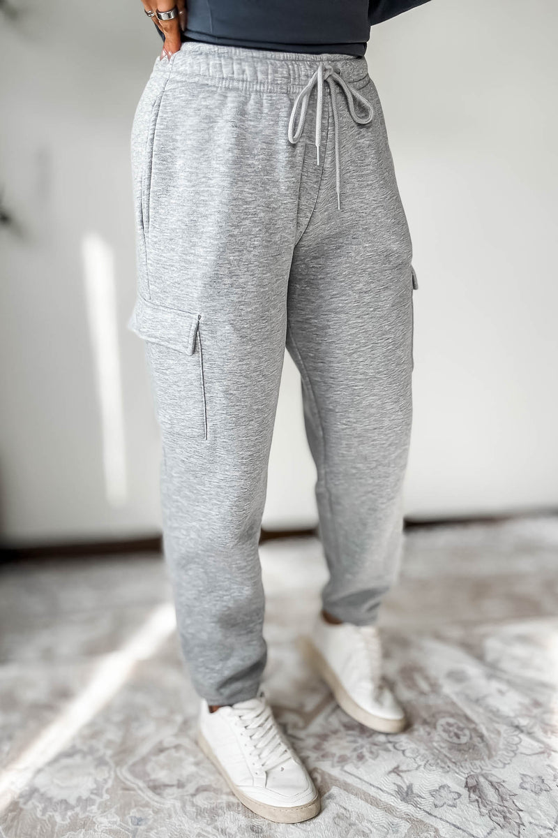 Level Up Heather Grey Relaxed Fleece Cargo Jogger Sweatpants