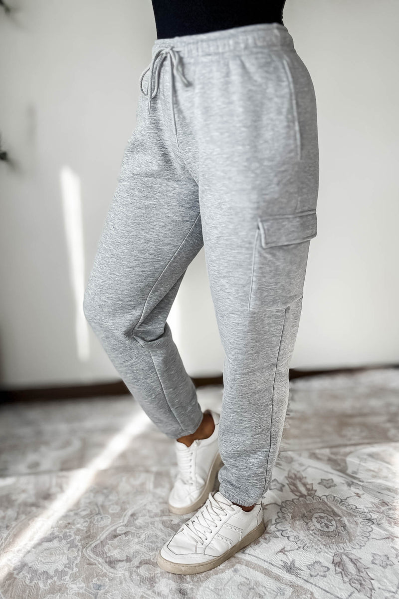 Level Up Heather Grey Relaxed Fleece Cargo Jogger Sweatpants