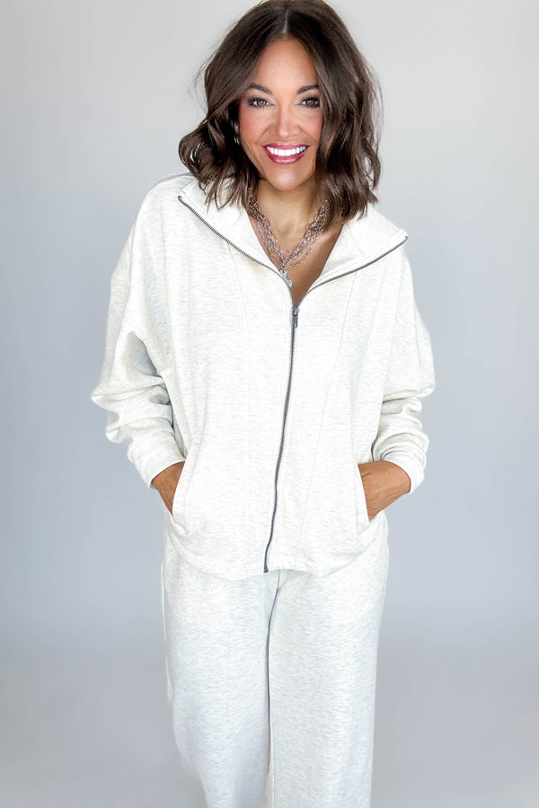 Scuba Heather Vanilla Full Zip Jacket