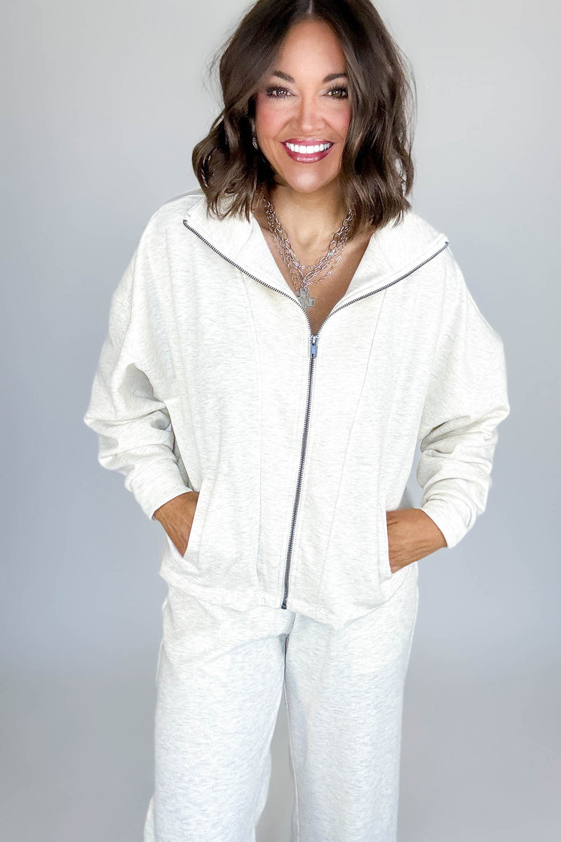 Scuba Heather Vanilla Full Zip Jacket