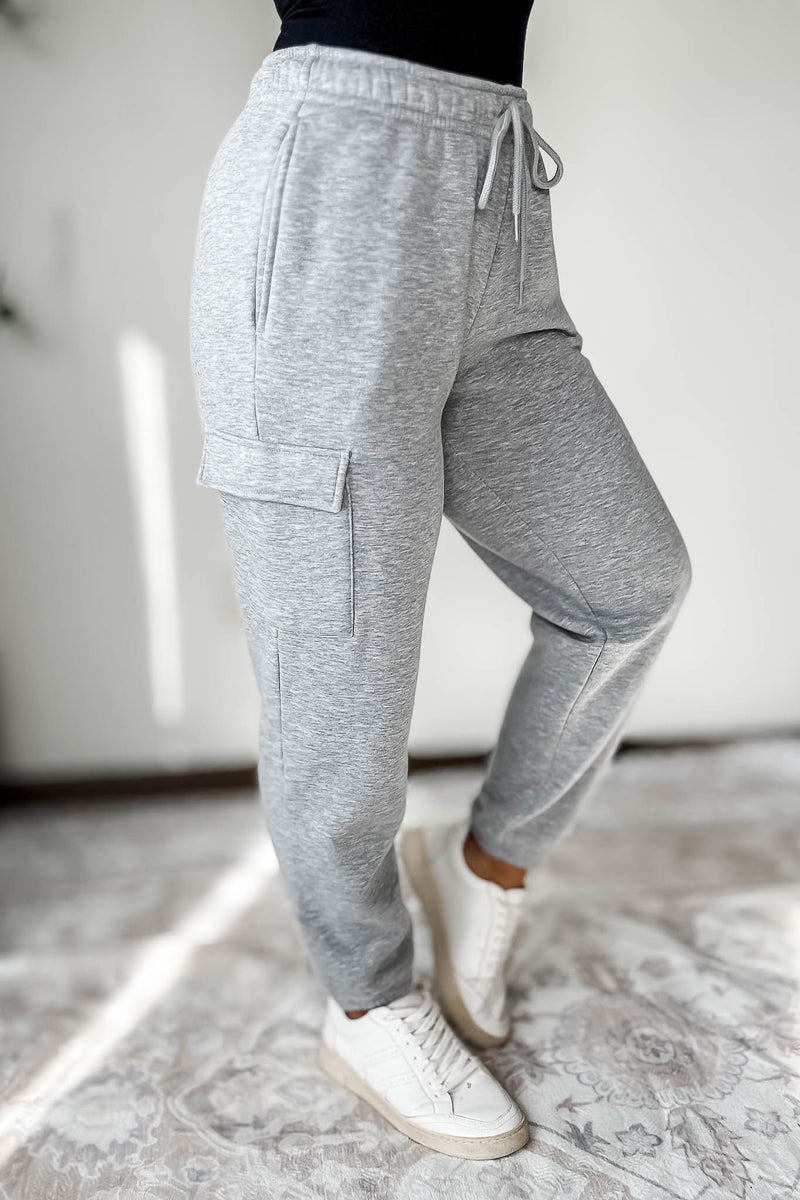 Level Up Heather Grey Relaxed Fleece Cargo Jogger Sweatpants