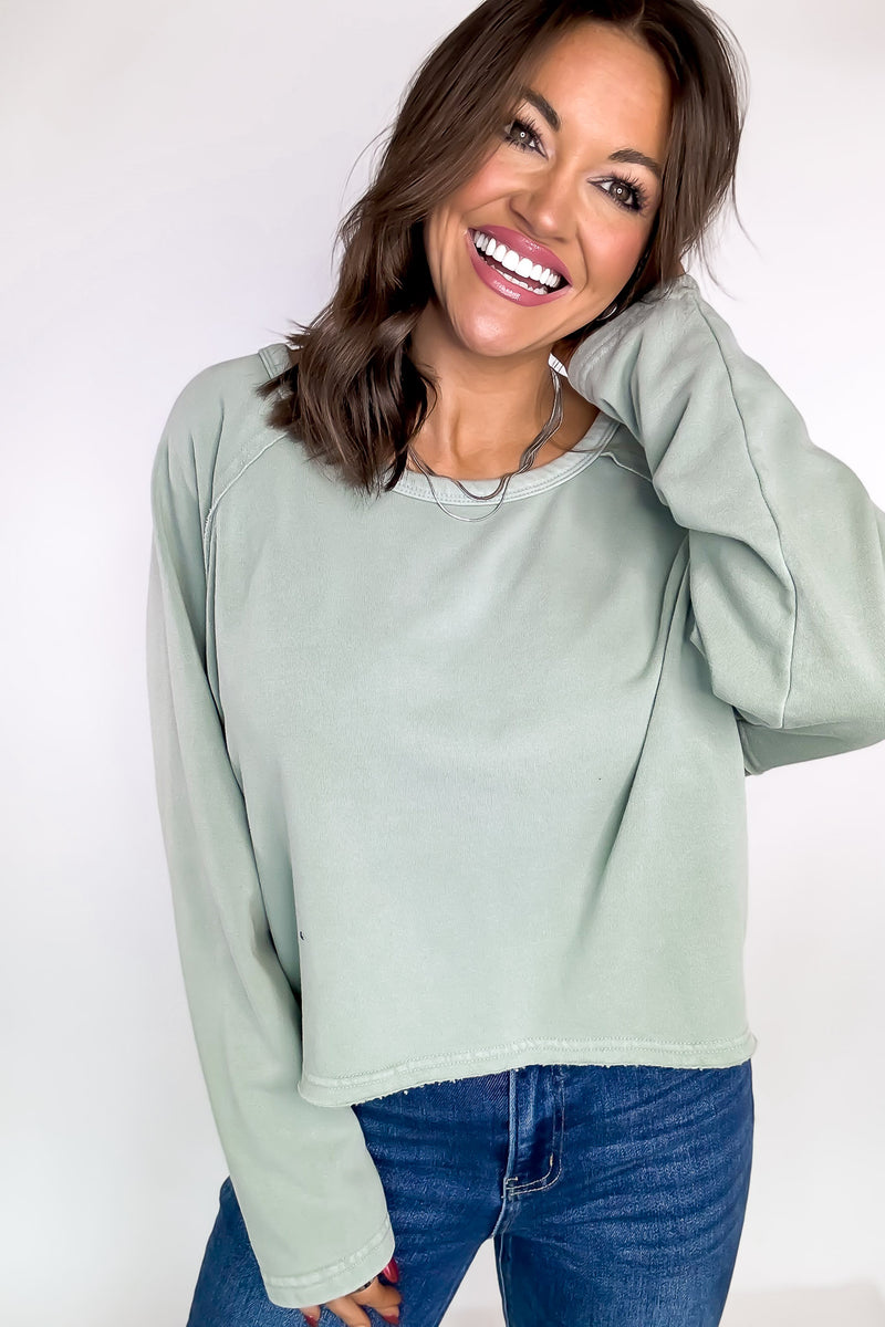 Always On-Trend Sage Raglan Sleeve Oversized Sweatshirt