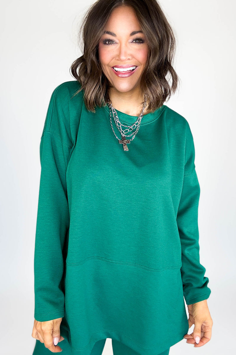 Hunter Green Scuba Side Slit Top